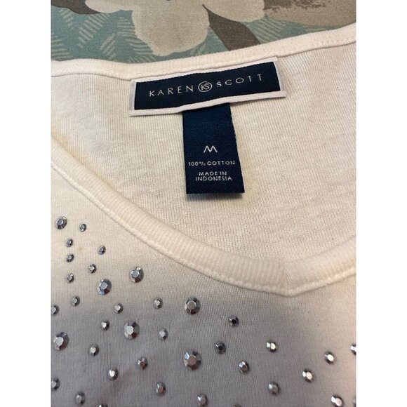 5 FOR $15 Karen Scott medium tank top with stones - Picture 3 of 3